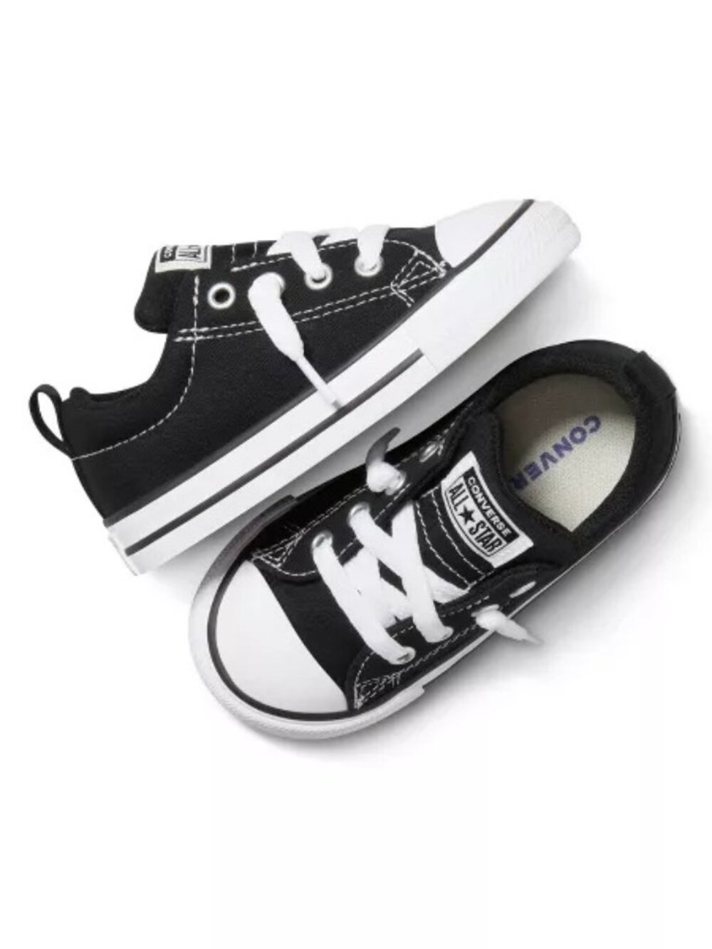 Converse All Star Black/White Kid's Chuck Taylor Street Low Top Sneakers SZ 6